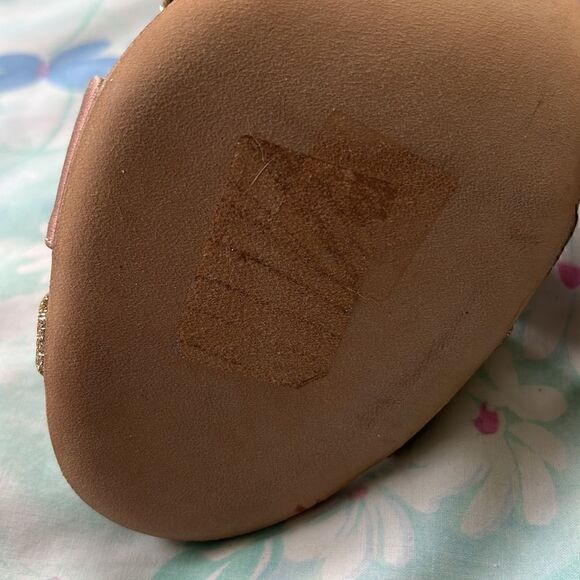 Sergio Rossi Scarpe Donna Rose Ribbon and Gold Glitter Heels - Picture 3 of 17